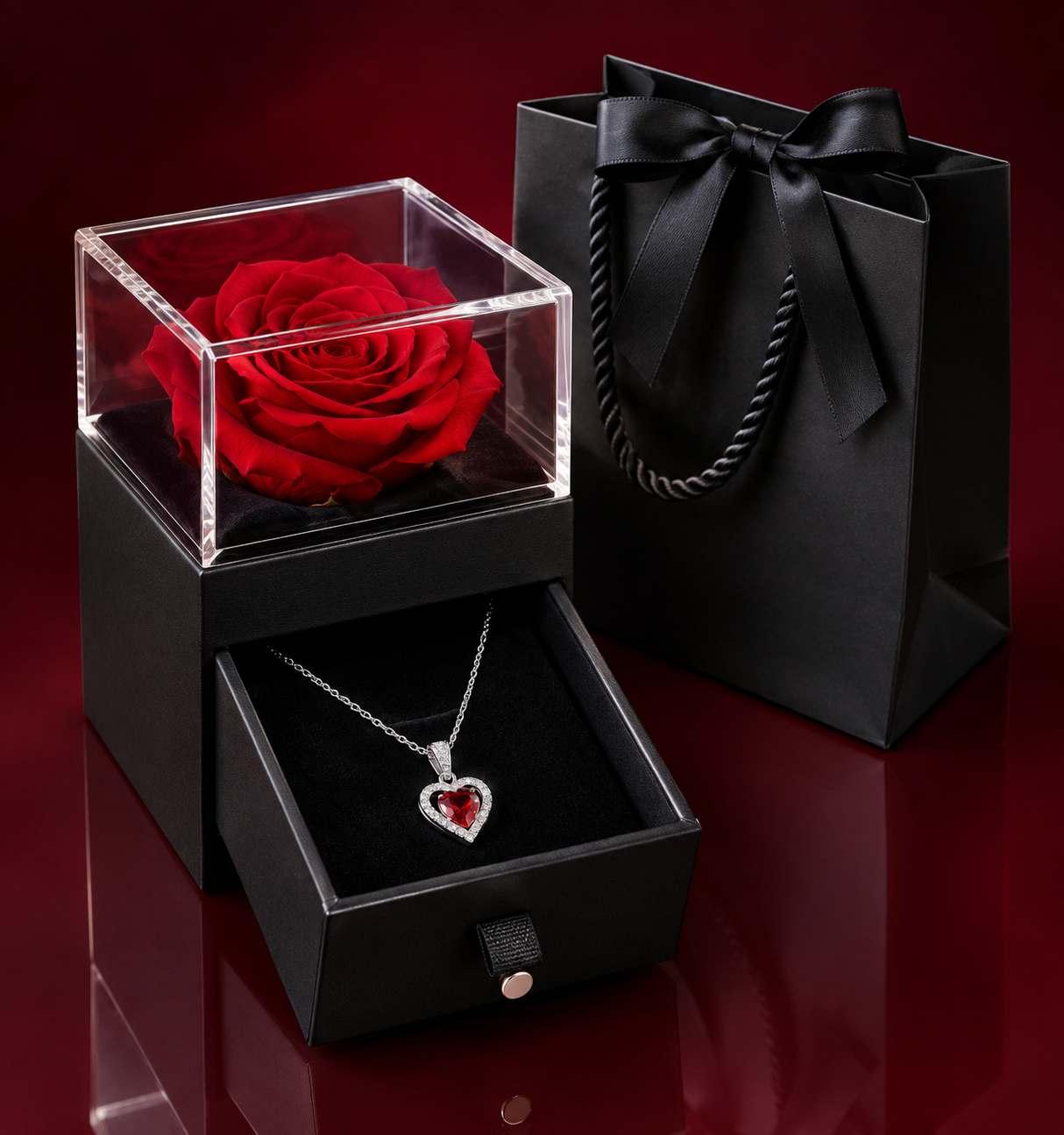 Collier d’Amour _ rouge aragenté